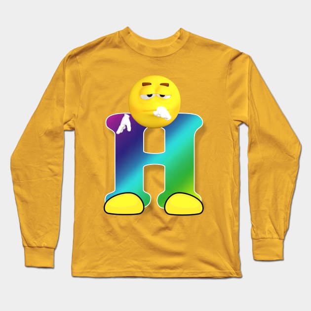 Letter H Alphabet Smiley Monogram Face Emoji Shirt for Men Women Kids Long Sleeve T-Shirt by PatrioTEEism